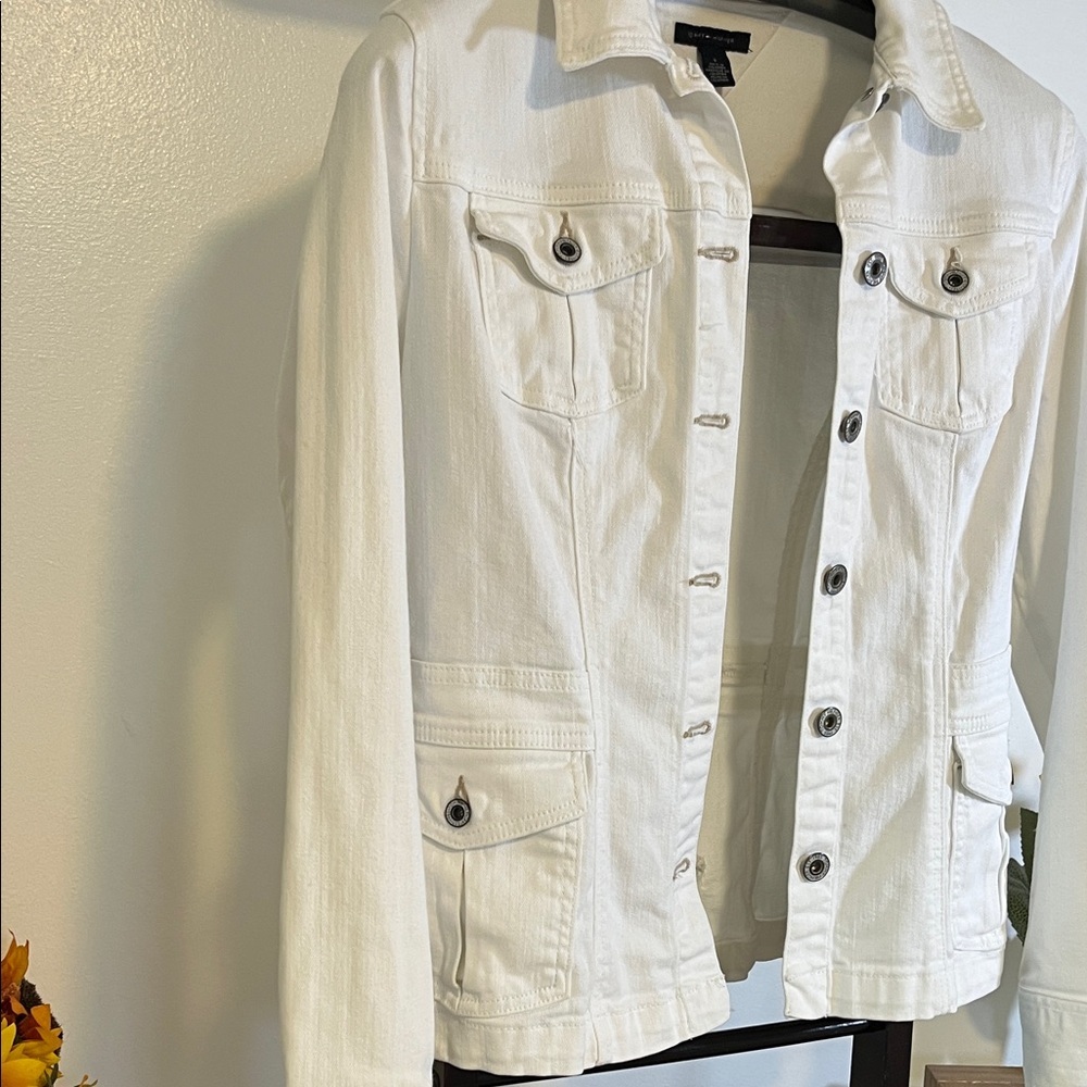 Tommy Hilfiger White Classic Denim Jacket Size S - Picture 3 of 6